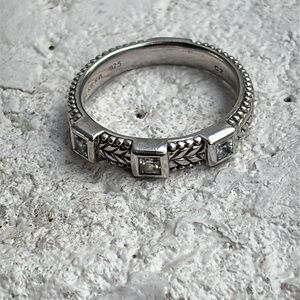 Judith Ripka Sterling Silver Three-Station Square CZ Band Ring